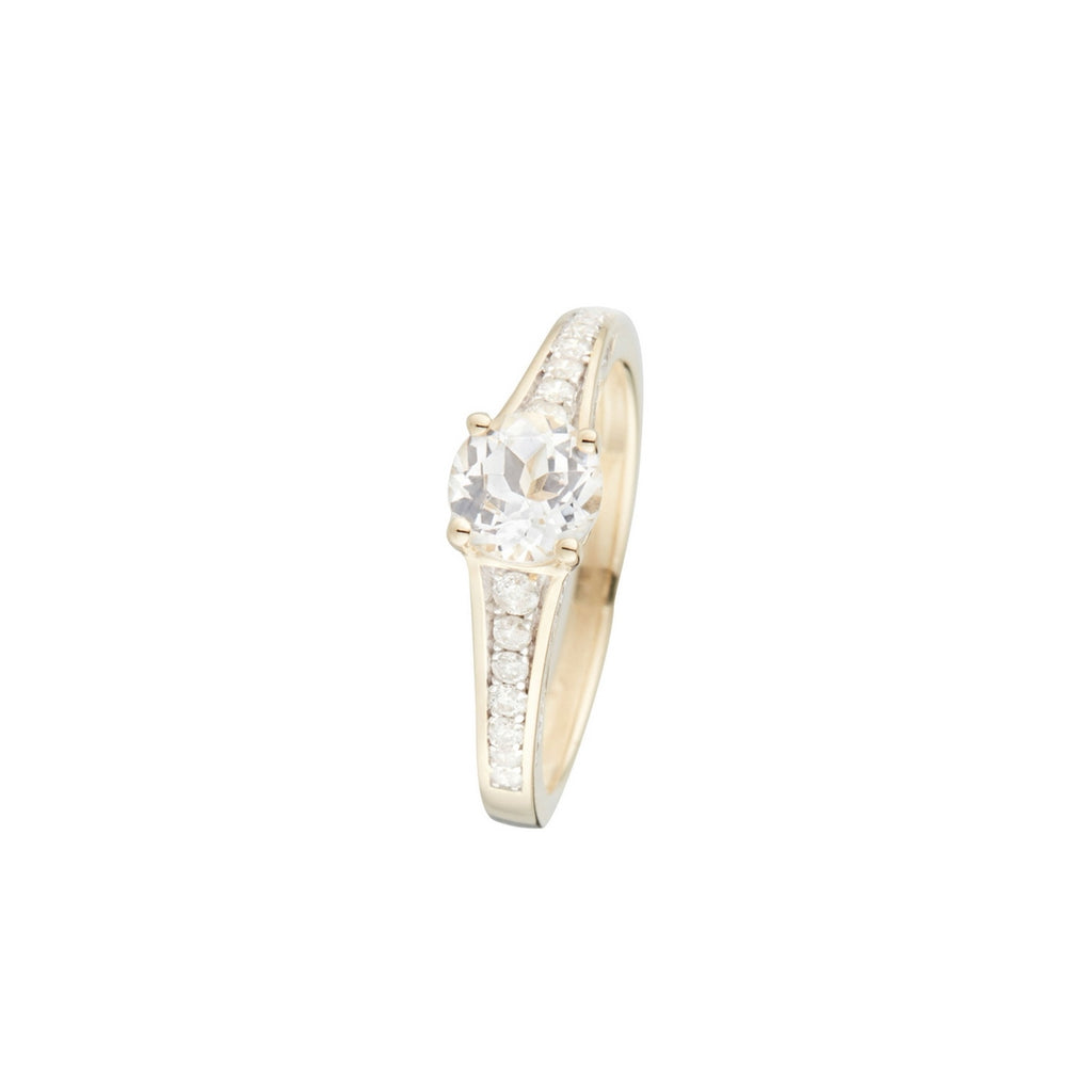 Anillo "Kriva" D 0.21/40 Topacio blanco 1.43/1 - Oro amarillo 375/1000
