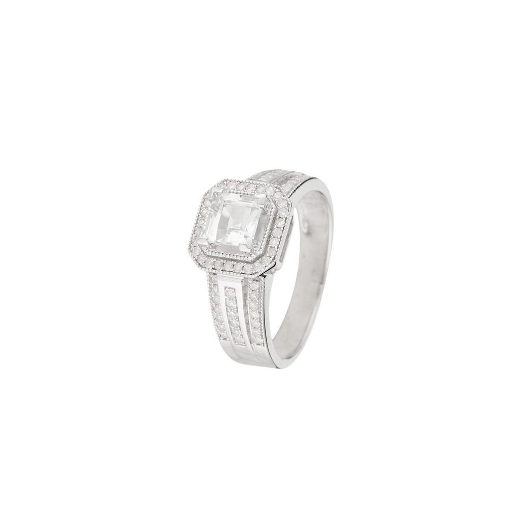 Bague "Remban" D 0,32/68 White Topaze 1,41/1 - Or Blanc 375/1000