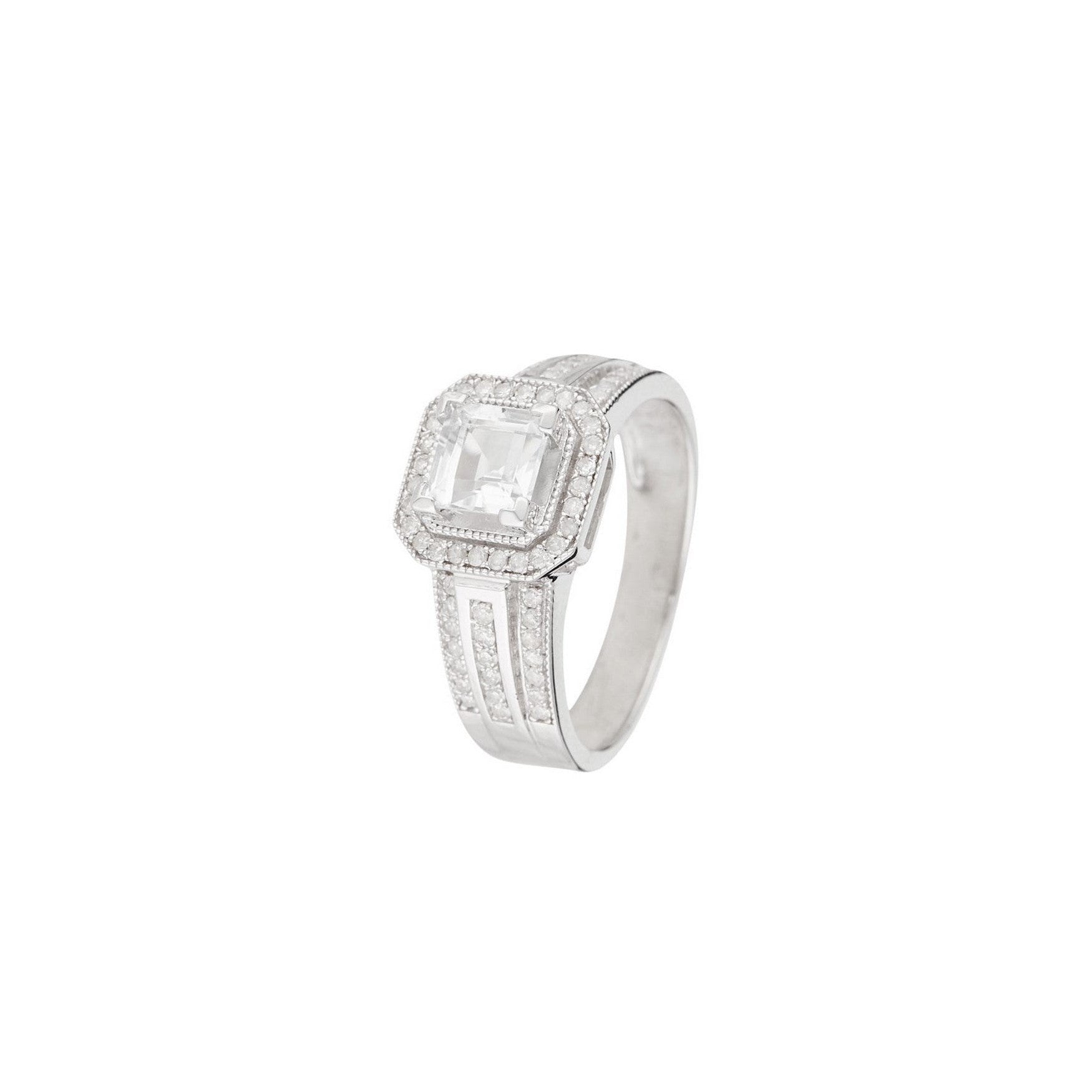 Bague "Remban" D 0,32/68 White Topaze 1,41/1 - Or Blanc 375/1000