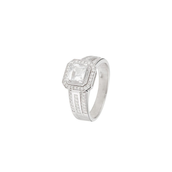 Bague "Remban" D 0,32/68 White Topaze 1,41/1 - Or Blanc 375/1000