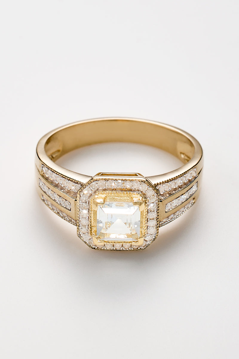 Bague "Remban" D0,318/68 & White Topaze 1,09/1 - Or Jaune 375/1000