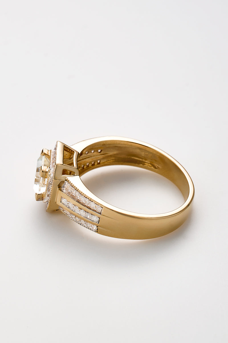 Bague "Remban" D0,318/68 & White Topaze 1,09/1 - Or Jaune 375/1000