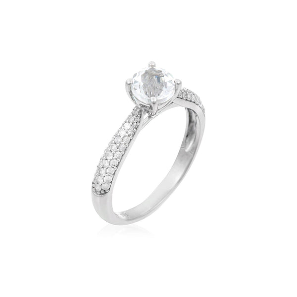 Bague "Tawo" D 0,327/62 White Topaze 1,43/1 - Or Blanc 375/1000