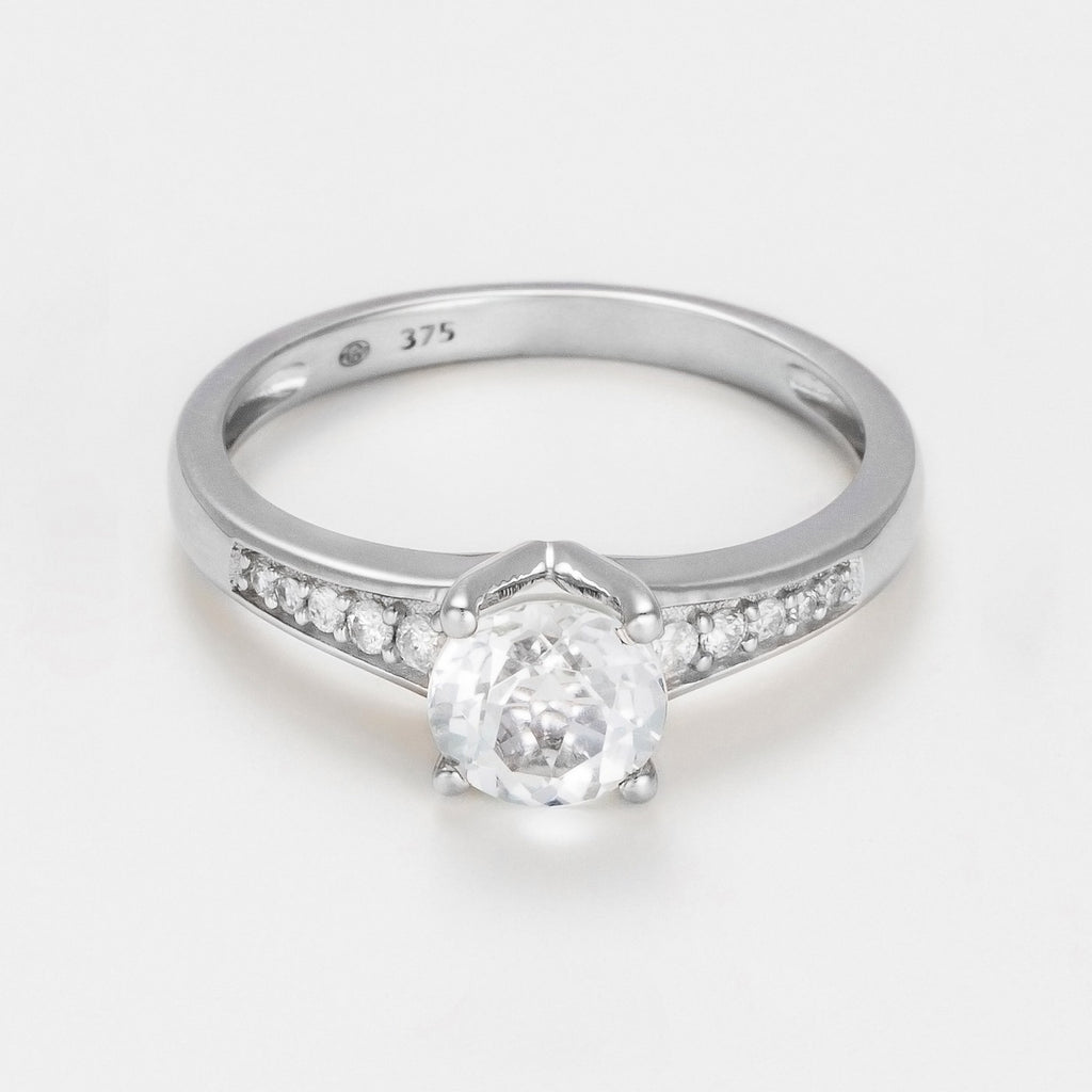Anillo "Sirana" D 0,106/10 topacio blanco 1,55/1 - Oro blanco 375/1000