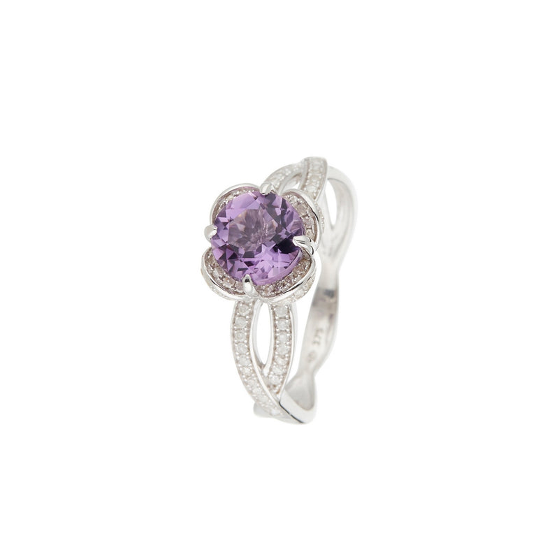 Bague "Fleur De Moi" Am 1,54Ct Dia 0,34/96 - Or Blanc 375/1000