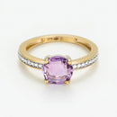 Bague "Rond Améthyste" D0.01Ct/2 1 Améthyste 1Ct - Or Jaune 375/1000