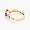 Bague "Rond Améthyste" D0.01Ct/2 1 Améthyste 1Ct - Or Jaune 375/1000