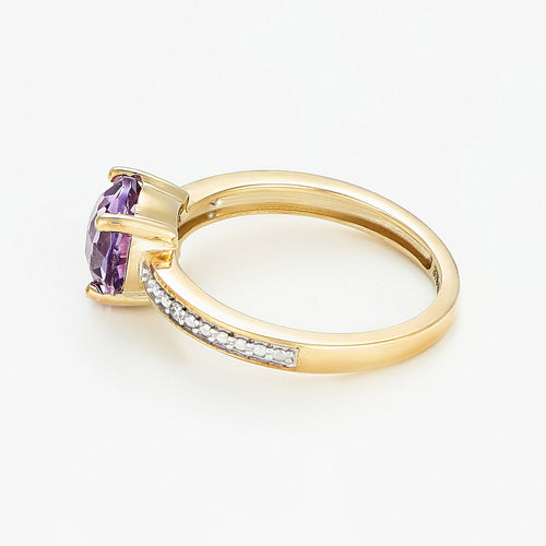Bague "Rond Améthyste" D0.01Ct/2 1 Améthyste 1Ct - Or Jaune 375/1000