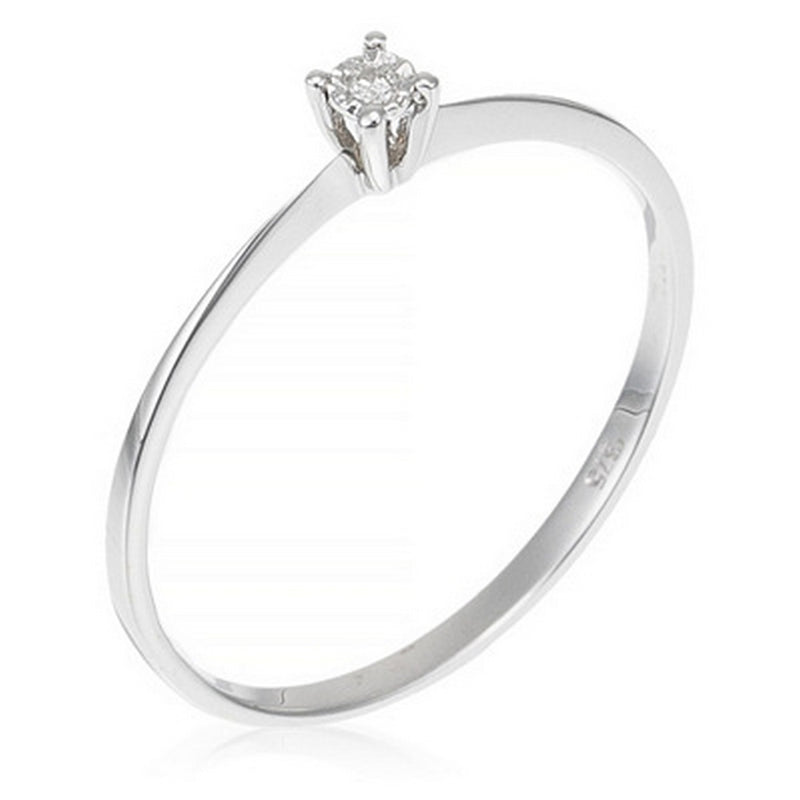 Solitaire "Pure" Gold Ring Blanc Diamonds: 0,01Ct/1 - Gold Blanc 375/1000