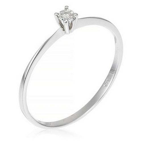 Bague Solitaire "Pure" Or Blanc Diamants: 0,01Ct/1 - Or Blanc 375/1000
