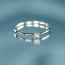 Bague Solitaire "Pure" Or Blanc Diamants: 0,01Ct/1 - Or Blanc 375/1000