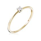 Bague Solitaire "Pure" Or Jaune Diamants: 0,01Ct/1 - Or Jaune