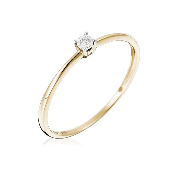 Solitärring "Pure" Gult guld Diamanter: 0,01 ct/1