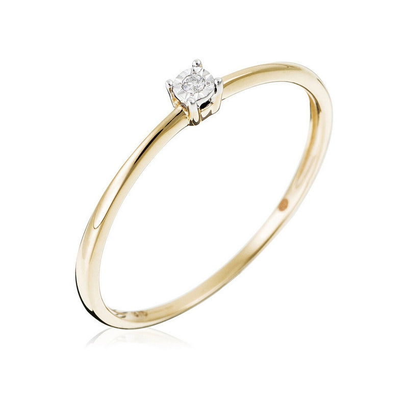 Bague Solitaire "Pure" Or Jaune Diamants: 0,01Ct/1 - Or Jaune 375/1000