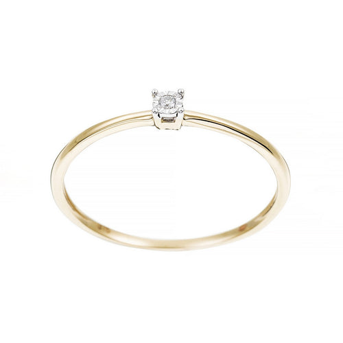 Bague Solitaire "Pure" Or Jaune Diamants: 0,01Ct/1 - Or Jaune