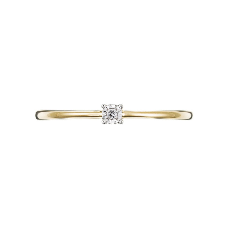 Solitaire Ring "Pure" Yellow Gold Diamonds: 0,01Ct/1 - Yellow Gold 375/1000