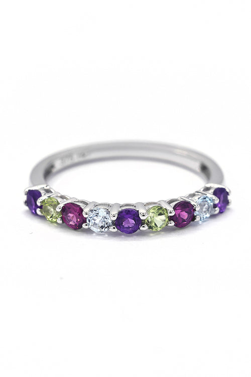 Bague "Alterna Mix" Am 0,15/3 Topz 0,12/2 Peridot 0,12/2 Rhodolite 0,15/2