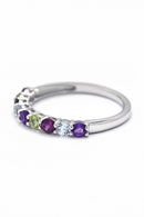 Bague "Alterna Mix" Am 0,15/3 Topz 0,12/2 Peridot 0,12/2 Rhodolite 0,15/2