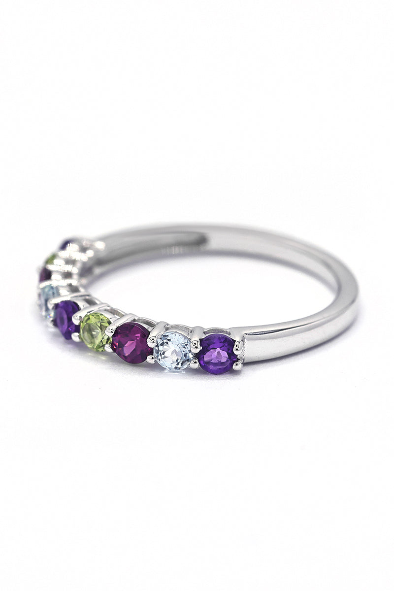 Bague "Alterna Mix" Am 0,15/3 Topz 0,12/2 Peridot 0,12/2 Rhodolite 0,15/2