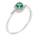 Bague "Rond D'Émeraude" Diamant 0,09/22 Emeraude 0,25/1 - Or Blanc 375/1000