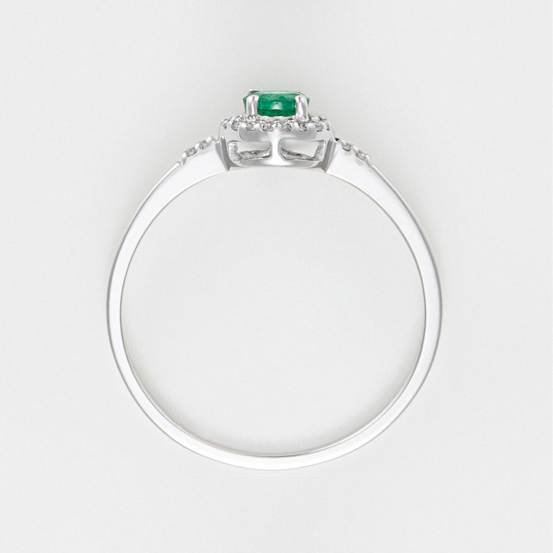 Bague "Rond D'Émeraude" Diamant 0,09/22 Emeraude 0,25/1 - Or Blanc 375/1000