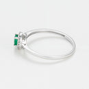 Bague "Rond D'Émeraude" Diamant 0,09/22 Emeraude 0,25/1 - Or Blanc 375/1000