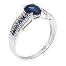 Bague "Reine Océane" Diamants 0,14Ct/32 Et Saphirs 1,38Ct/11 - Or Blanc 375/1000