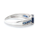 Bague "Reine Océane" Diamants 0,14Ct/32 Et Saphirs 1,38Ct/11 - Or Blanc 375/1000