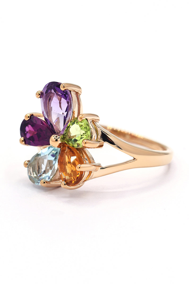 "Love of Flowers" Ring A0.65 Rh0.5 T0.47 C0.35 P0.42 - 375/1000 Yellow Gold
