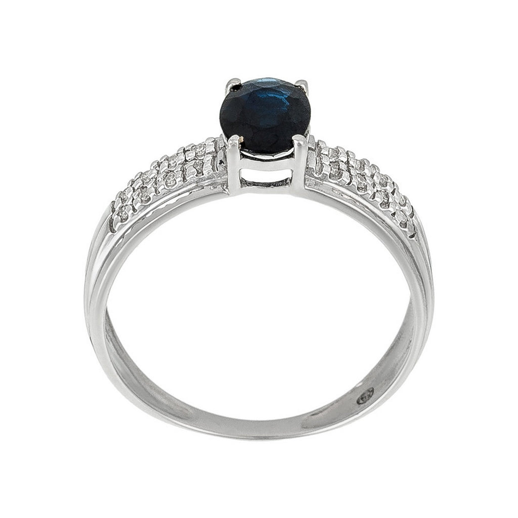 Anello "Rimatara" con diamanti 0,05 ct/16 + zaffiro 1 ct/1 - Oro bianco 375/1000