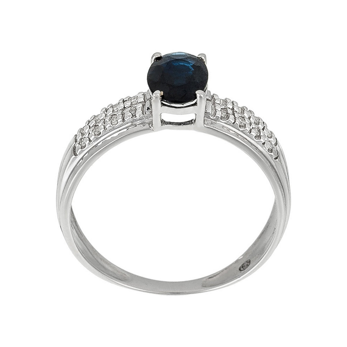 Anello "Rimatara" con diamanti 0,05 ct/16 + zaffiro 1 ct/1 - Oro bianco 375/1000