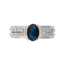 Bague "Rimatara" Diamants 0,05Cts/16 + Saphir 1Ct/1 - Or Blanc 375/1000