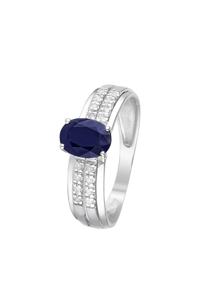 Bague "Rimatara" Diamants 0,05Cts/16 + Saphir 1Ct/1