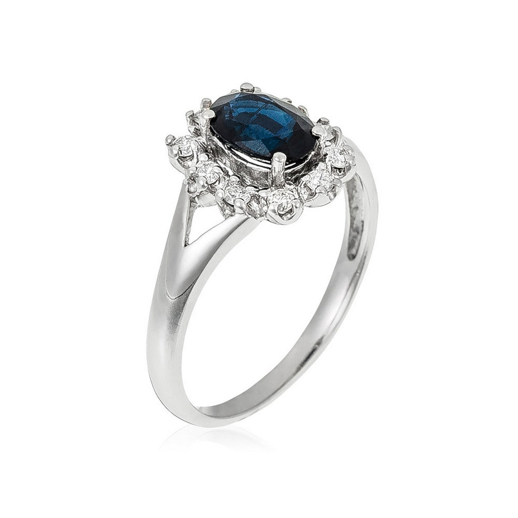 Bague "Bahia" Diamants 0,21Cts/10 + Saphir 1Ct/1 - Or Blanc 375/1000