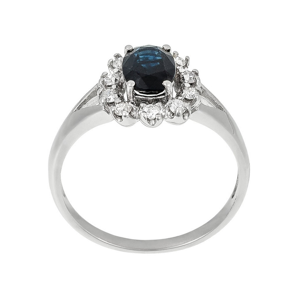 Bague "Bahia" Diamants 0,21Cts/10 + Saphir 1Ct/1 - Or Blanc 375/1000