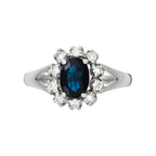 Bague "Bahia" Diamants 0,21Cts/10 + Saphir 1Ct/1 - Or Blanc 375/1000