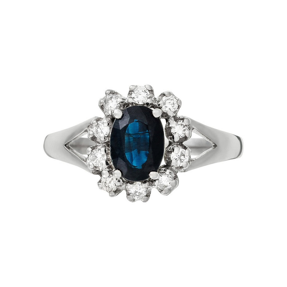Bague "Bahia" Diamants 0,21Cts/10 + Saphir 1Ct/1 - Or Blanc 375/1000