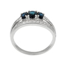 Bague "Indus" Diamants 0,08Cts/24 + Saphirs 1,07Cts/3 - Or Blanc 375/1000