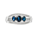 Bague "Indus" Diamants 0,08Cts/24 + Saphirs 1,07Cts/3 - Or Blanc 375/1000