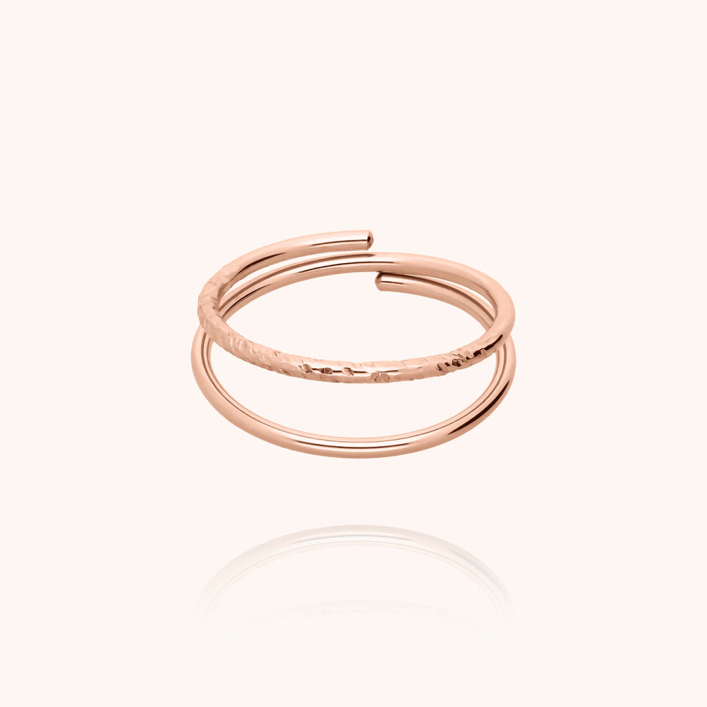 Bague Double Anneaux Aphrodite en or rose laminé — bijou fait main Atelier Paulin