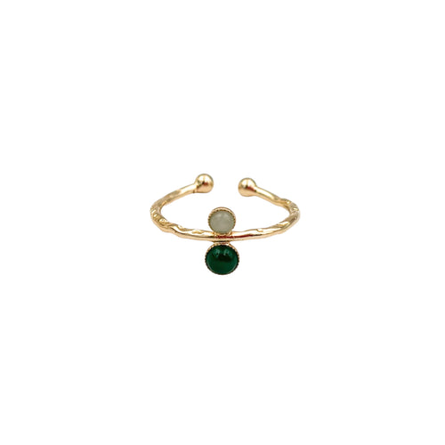 Bague Precieuse 2 - Aventurine Agate Verte - Doré