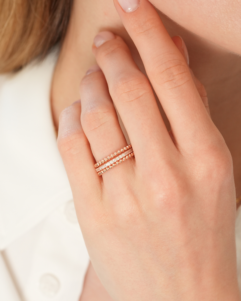 Bague Trois Rangs Intemporel - Blanc