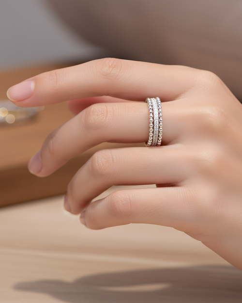 Bague Trois Rangs Intemporel - Blanc