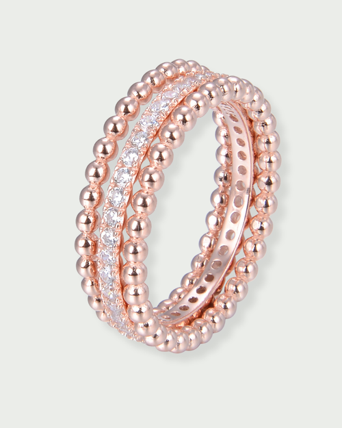 Bague Trois Rangs Intemporel - Rose