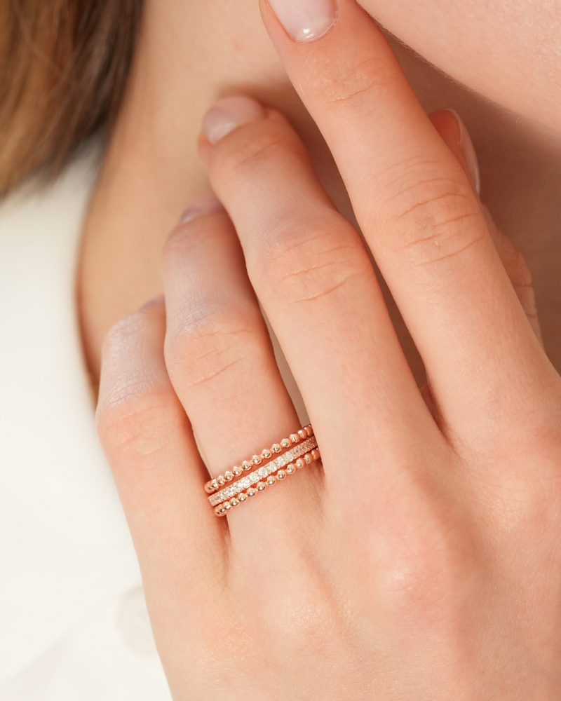 Bague Trois Rangs Intemporel - Rose