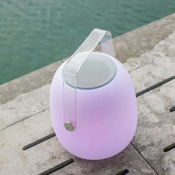 Baladeuse enceinte bluetooth sans fil LED blanc/multicolore dimmable SO PLAY H30cm avec télécommande - REDDECO.com