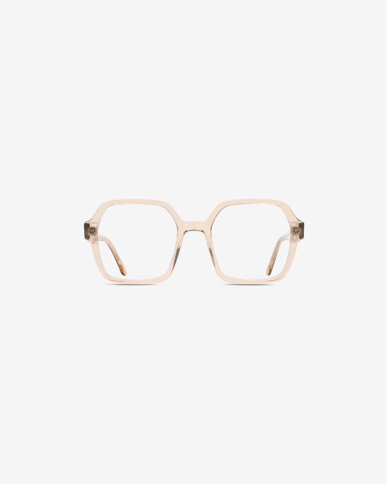 Lunettes de vue Barbara Champagne — monture hexagonale acétate, vue de face