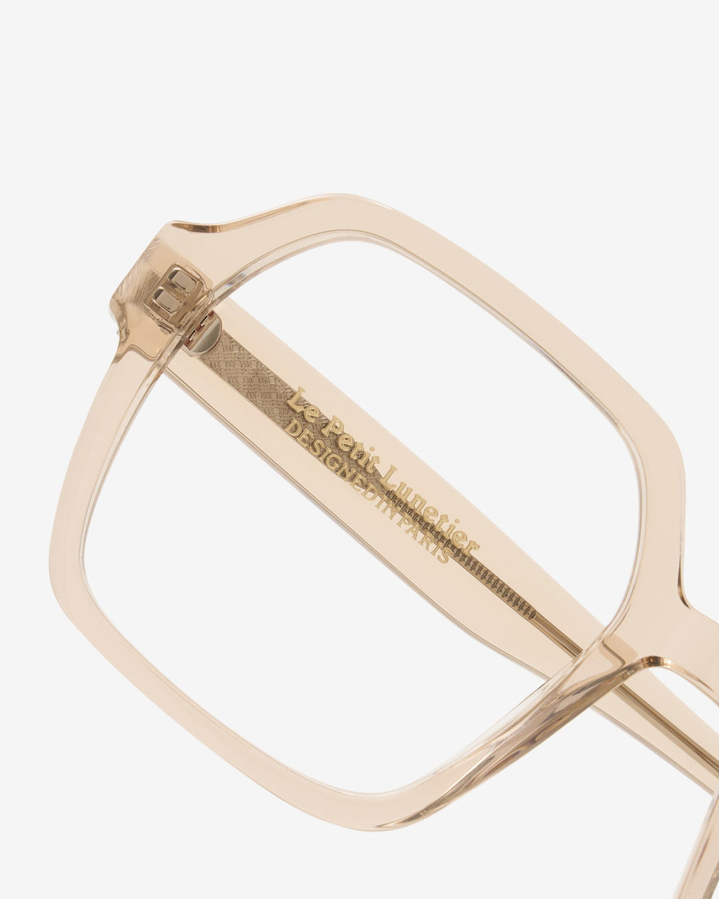Lunettes de vue Barbara Champagne — monture rectangulaire acétate, vue de trois-quarts