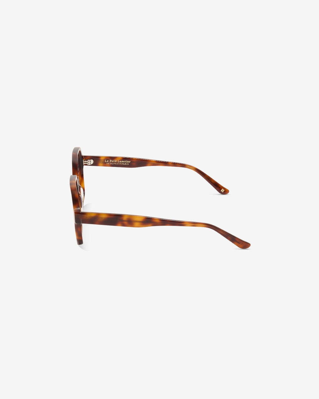 Anteojos Barbara Ecaille: montura rectangular de acetato, vista de perfil