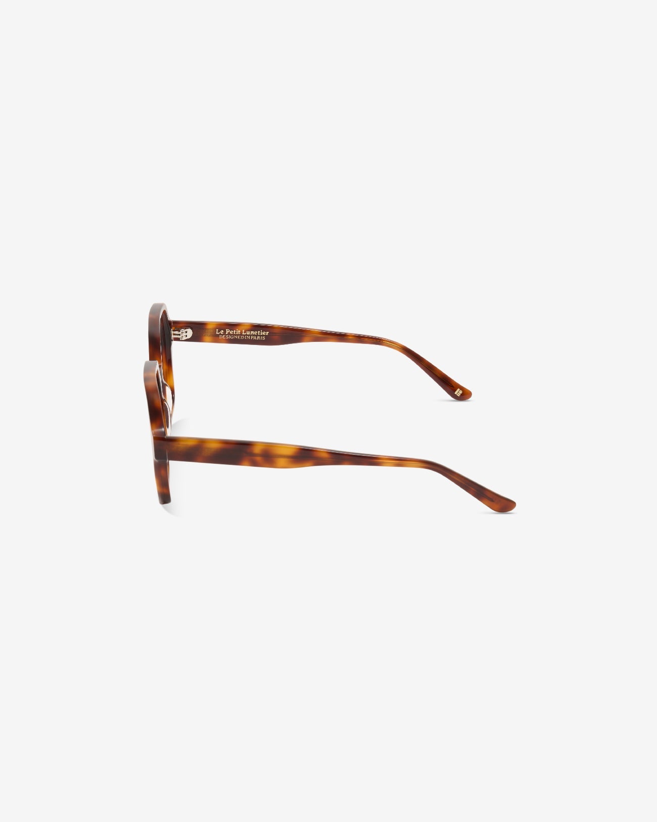 Anteojos Barbara Ecaille: montura rectangular de acetato, vista de perfil